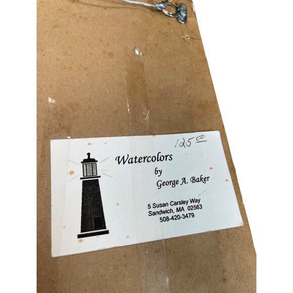 George A Baker handpainted Bridge water landscape watercolor SKU 9385 - Picture 12 of 14